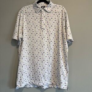 Footjoy Golf Polo Wine Bottles Flag Grapes Cup Drink M